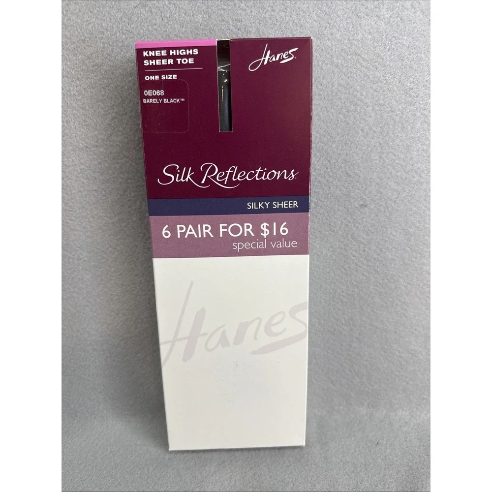 hanes silk reflections knee highs 6 Pack 0E068 Barely Black P23